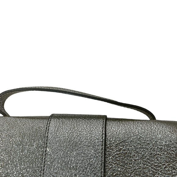 Jimmy Choo Rebel Mini Glitter Silver Leather Cross Body Bag Gold Snap $1,005 - Picture 8 of 11